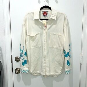Johnny Was French Terry Chore Jacket Benedita White Small